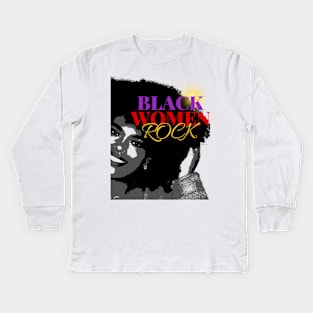 Black Women Rock Kids Long Sleeve T-Shirt